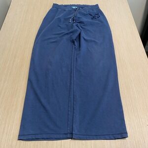 Silverwear New York Womens Large Blue Wide Leg Lounge Pants Floral M565 6541